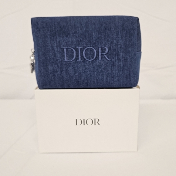 Dior Denim Mini Clutch Travel Bag in Blue Denim and Silver NWT - Picture 3 of 11